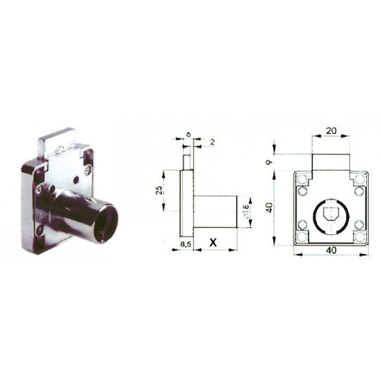 Bmb 1151.100 Beveled Tongue Lock & 25mm Center
