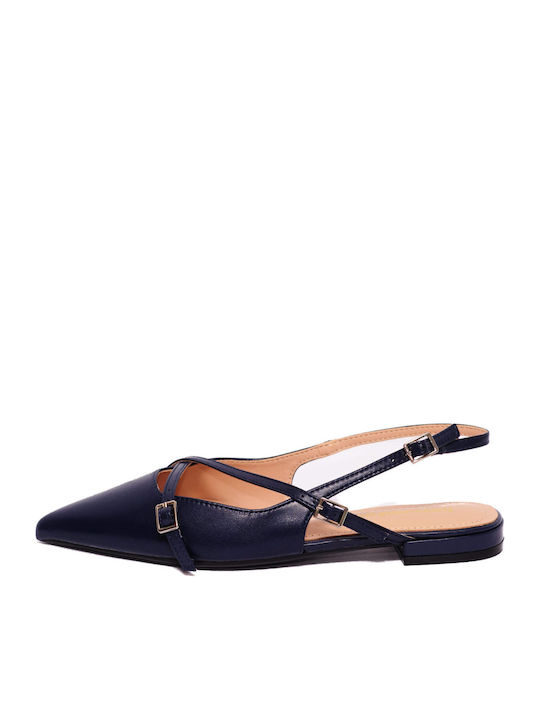 Francesco Milano Δερμάτινες Γυναικείες Μπαλαρίνες Slingback σε Μπλε Χρώμα Francesco Milano Δερμάτινες Γυναικείες Μπαλαρίνες Slingback σε Μπλε Χρώμα