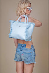 Feel & Touch Caribbean Fabric Beach Bag Light Blue Feel & Touch Caribbean Fabric Beach Bag Light Blue