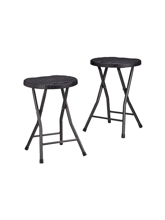 Gartenhocker aus Polypropylen Schwarzes 2Stücke 32,5x32,5x45cm Gartenhocker aus Polypropylen Schwarzes 2Stücke 32,5x32,5x45cm