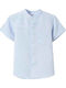 Kids Shirt Short Sleeve Linen Sky Blue