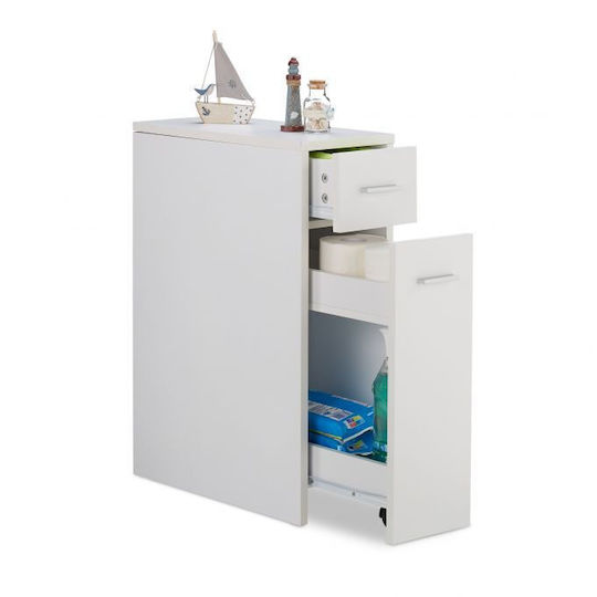 Relaxdays Cabinet de baie Mobilier pentru baie L61.5xA20xÎ45cm Alb