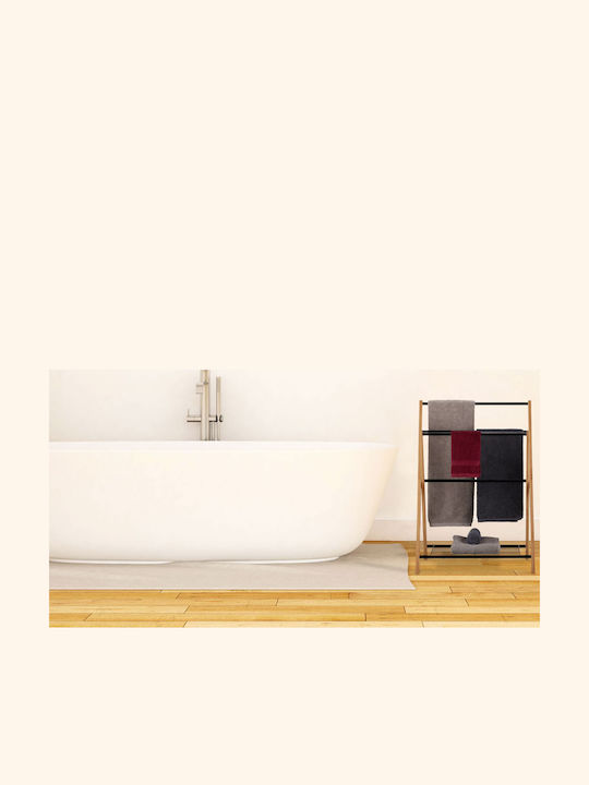 Relaxdays Floor Bathroom Shelf Bamboo 87x37.5x37.5cm Black
