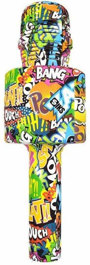 Microfon Karaoke Wireless Siks Ly100 M4 pentru Copii Model Graffiti 100Hz iOS Android Tabletă PC Bluetooth USB