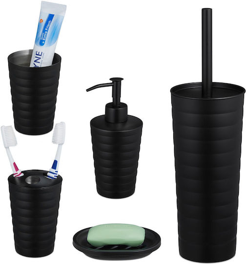 Relaxdays Set Accesorii Baie Inox Gri 5buc