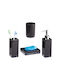 Relaxdays Set Accesorii Baie Plastic Negru