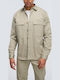Μακρυμάνικo Τζιν Overshirt σε Κανονική Γραμμή Λαδί
