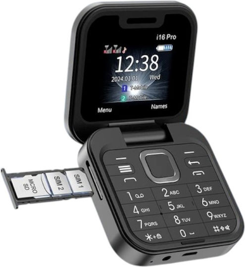 i16 Pro Dual SIM Κινητό με Κουμπιά (Αγγλικό Μενού) Μαύρο
