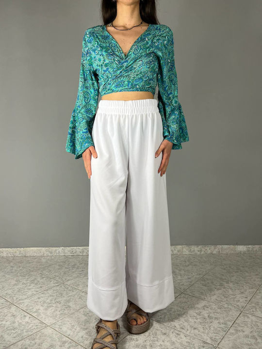 Women's Trousers with Rubber Band White