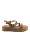 Women's Flat Sandals in Tabac Brown Color
