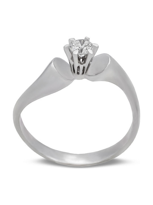 Savvas Design Единичен камък от Бяло злато 18K