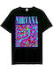 Amplified T-Shirt Nirvana Neon Blumen Schwarz Unisex Zav210p169
