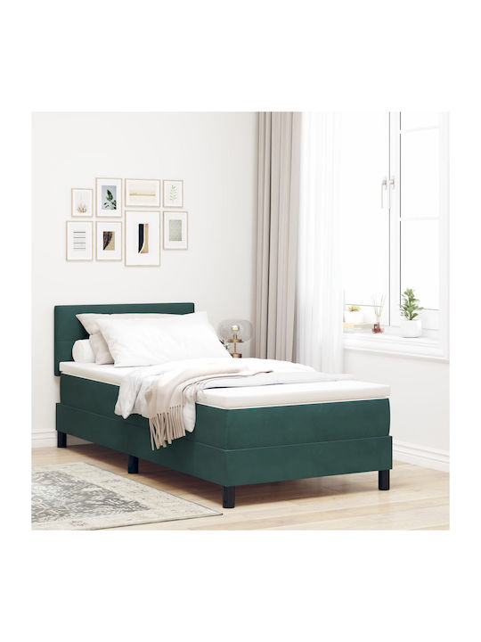 Ein Einzelbett Mit Samt Dunkelgrün mit Lattenro...