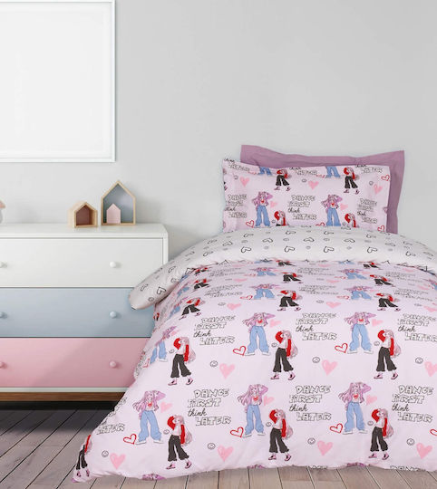 Das Home Σετ Σεντόνια Μονά Βαμβακερά Grey, Pink 170x260cm 3τμχ