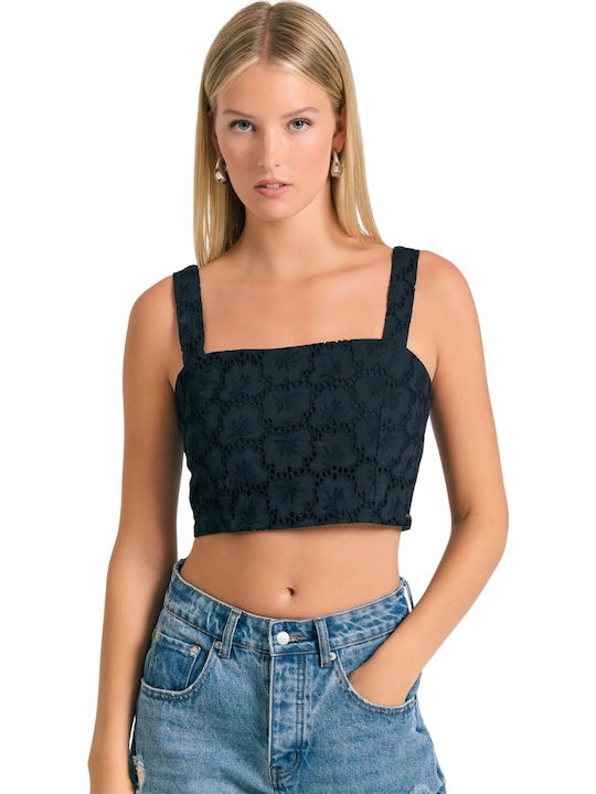 Funky Buddha Γυναικείο Crop Top Βαμβακερό Μαύρο