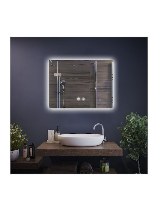 H2O Ορθογώνιος Καθρέπτης Μπάνιου Led Αφής 60x80cm