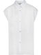 Ärmellos Damen Leinen Hemd White