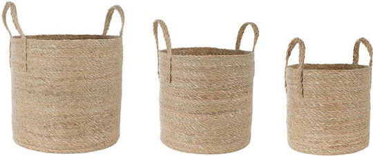 MSA Set Dekorative Körbe Korbweide mit Griffen Beige 35x35x33cm 3 Stück
