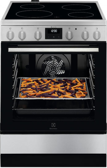 Electrolux Cooker 73lt with Ceramic Hobs W59.6cm. Inox