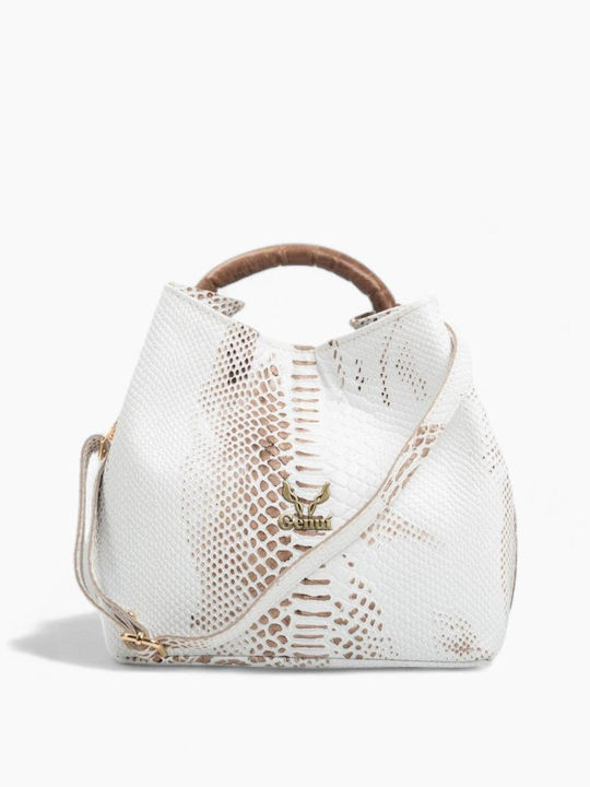Genui Leather Leather Women's Bag Handbag White