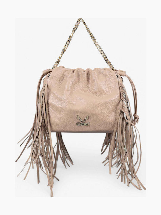 Genui Leather De piele Geantă de damă De umăr Bej