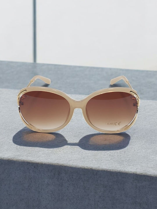 Dasoon Vision Women's Sunglasses with Beige Frame and Brown Lens 2478097