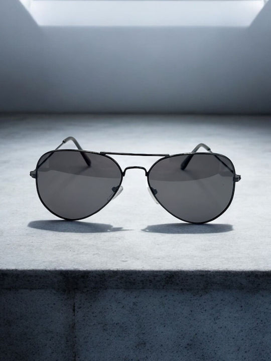 Dasoon Vision Unisex Sunglasses with Black Metal Frame and Black Polarized Lens