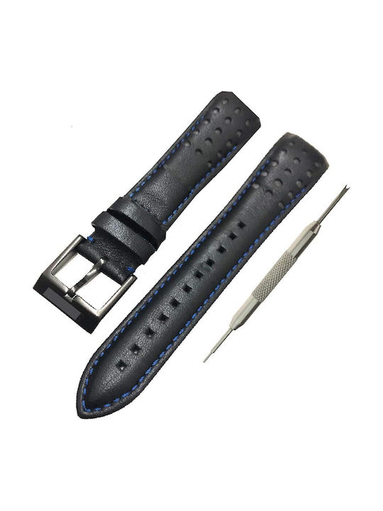 Seiko Sportura Barcelona Δερμάτινο Λουράκι Μαύρο 21mm