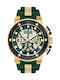 Quantum Men's Watch Battery with Green Rubber Strap