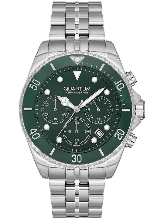Quantum Men's Watch Chronograph Battery with Silver Metal Bracelet