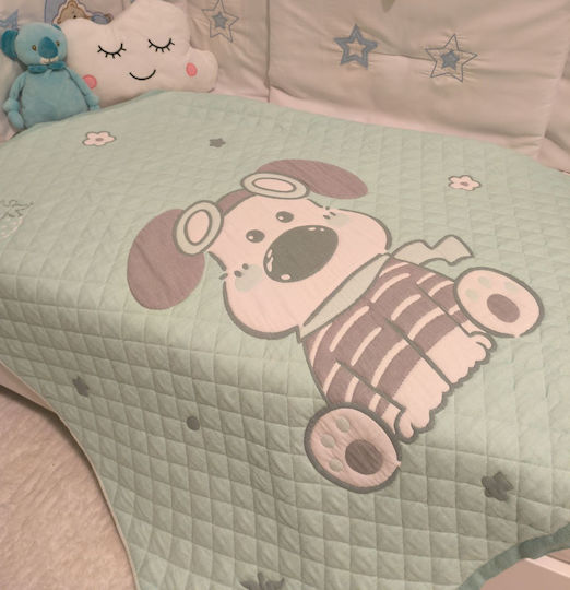 Double Sided Cotton Baby Quilt 100x120cm Mint