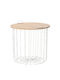 Kaemingk Decorative Basket Metallic with Lid & Handles White 48x48x47.8cm