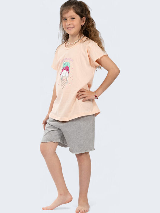 Nina Club Kids' Pajamas Summer Peach-grey