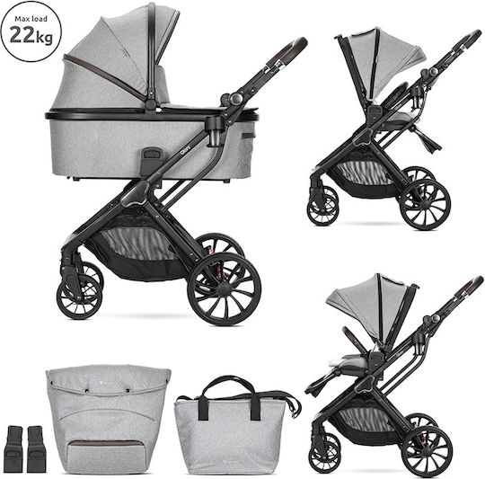 Lorelli Glory Adjustable 2 in 1 Baby Stroller Suitable for Newborn Gray 22kg