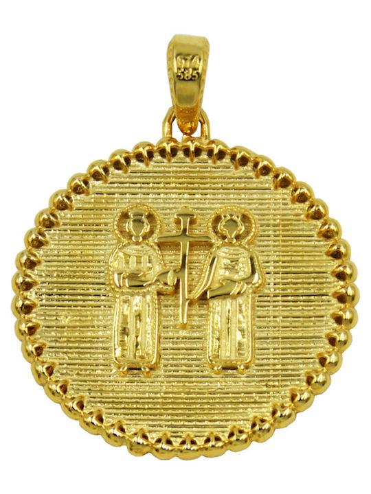 Roloi Kaliamanis Pendant Kids Talisman Double Sided Konstantinato made of Gold 14K PM1268