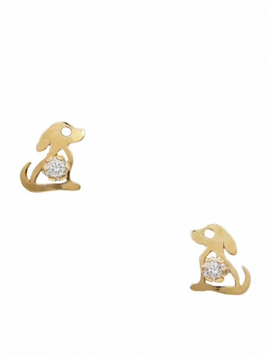 Polytimo Kids Earrings Studs with Stones from Gold