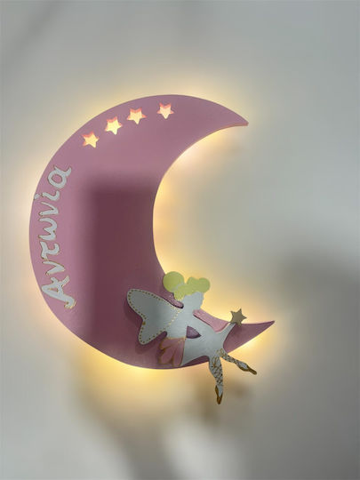 Lustră de Perete din Lemn pentru Copii Zână Lună