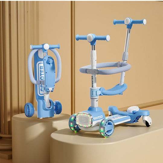 Homeone Kids Scooter Foldable 4-Wheel for 2+ Years Blue