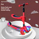 Homeone Kids Scooter Foldable 3-Wheel with Seat for 3+ Years Red