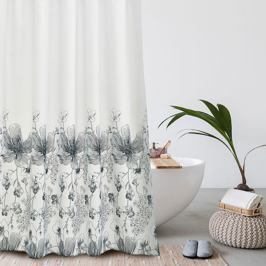 Whitegg Κουρτίνα Μπάνιου Υφασμάτινη 180x180cm Λευκή