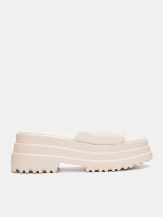 Women's Flat Sandals Flatforms in Beige Color