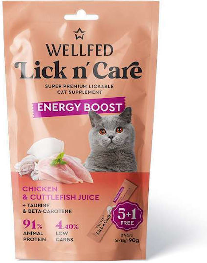 Gustare cremoasă pentru pisici Wellfed Lick N’ Care Energy Boost 90g