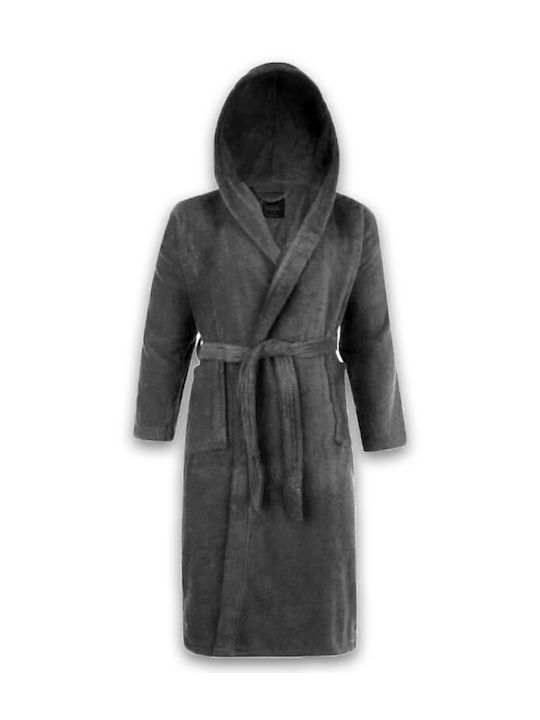 Kids Hooded Bathrobe Gray