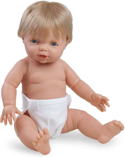 Nines d' Onil Babypuppe Babylin Weißer Junge Haar & Windel 38 cm