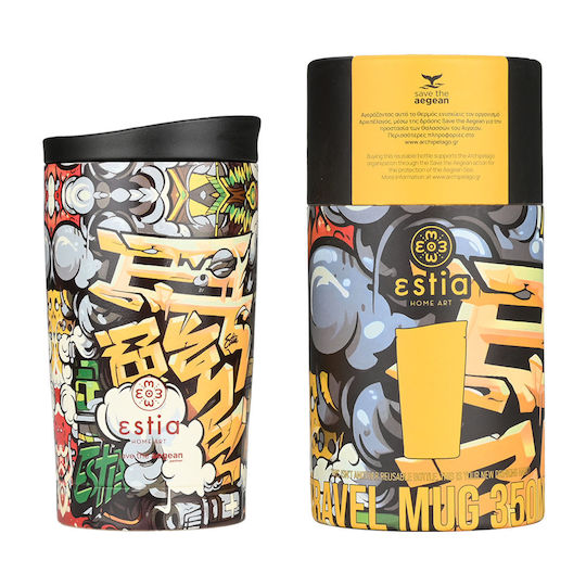 Estia Travel Mug Save The Aegean Ανακυκλώσιμο Ποτήρι Θερμός Ανοξείδωτο BPA Free 350ml Graffiti Rhythm