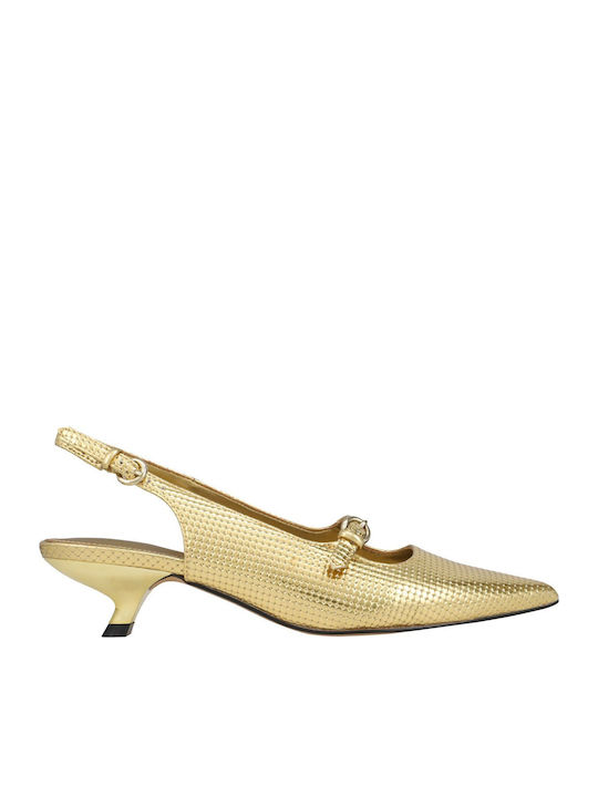 Katy Perry Synthetic Leather Gold Low Heels