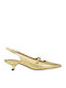 Synthetic Leather Gold Low Heels