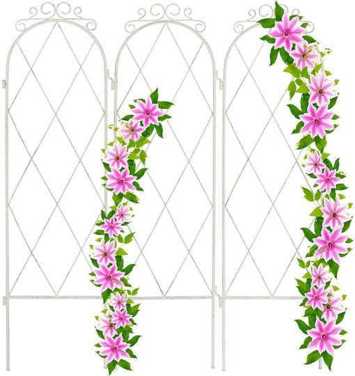 Arc metalic pentru flori cățărătoare 3 bucăți alb 92 x 27,5 x 1 cm