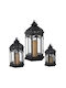 Set aus 3 Vintage Laternen aus schwarzem Metall Relaxdays