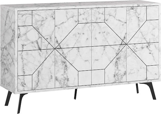 Μπουφές Dune Ξύλινος Marble Effect White 123x35x62.4cm